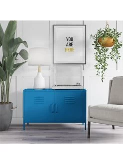 Novogratz Cache 2 Door Metal Locker Accent Cabinet - Blue