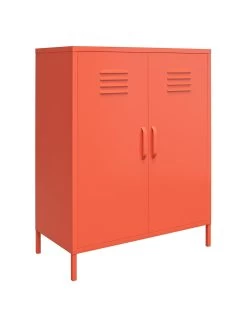 Novogratz Cache 2 Door Metal Locker Storage Cabinet - Orange -Home Comprehensive VKEGW SQ3 0000000198 ORANGE SLa