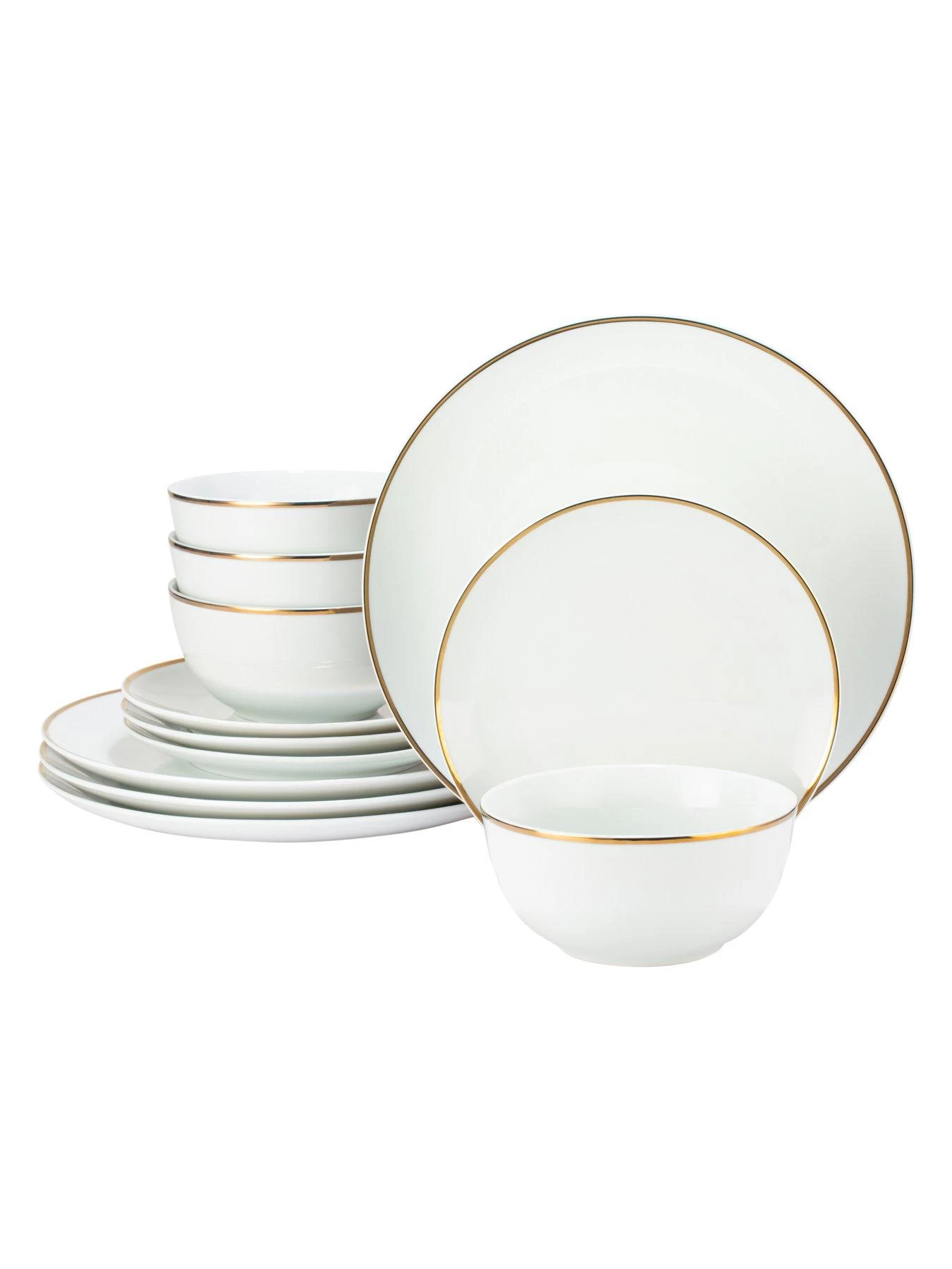 WATERSIDE 12 Piece Gold Rim Dinner Set 4 WATERSIDE 12 Piece Gold Rim Dinner Set - Image 2