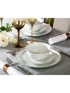 WATERSIDE 12 Piece Gold Rim Dinner Set 7 WATERSIDE 12 Piece Gold Rim Dinner Set -Home Comprehensive VKEIT SQ3 0000000088 NO COLOR SLd1