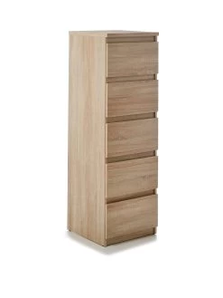 Everyday Lisson 5 Drawer Narrow Chest - Oak - FSC® Certified -Home Comprehensive VKM31 SQ3 0000000006 OAK SLa