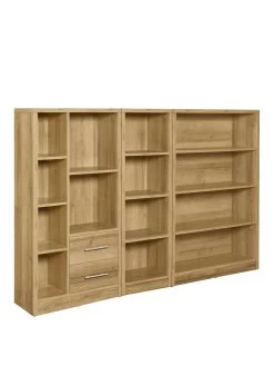 Everyday Metro 3 Piece Storage Bookcase Package - Oak - FSC® Certified -Home Comprehensive VKYNA SQ3 0000000006 OAK SLa