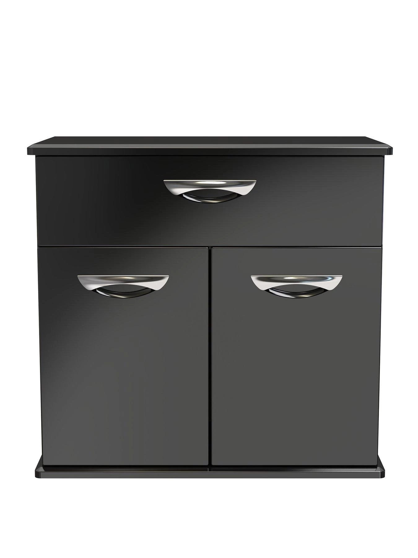 SWIFT Neptune Ready Assembled High Gloss Compact Sideboard - Black 4 SWIFT Neptune Ready Assembled High Gloss Compact Sideboard - Black - Image 2