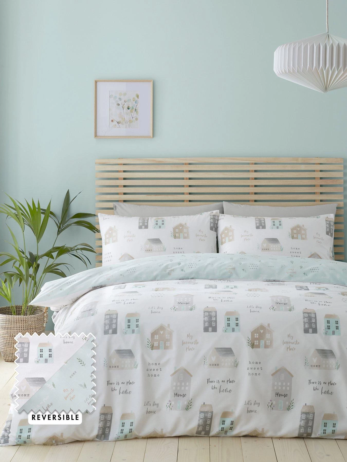Catherine Lansfield Home Sweet Home Duvet Cover Set - Seafoam 3 Catherine Lansfield Home Sweet Home Duvet Cover Set - Seafoam