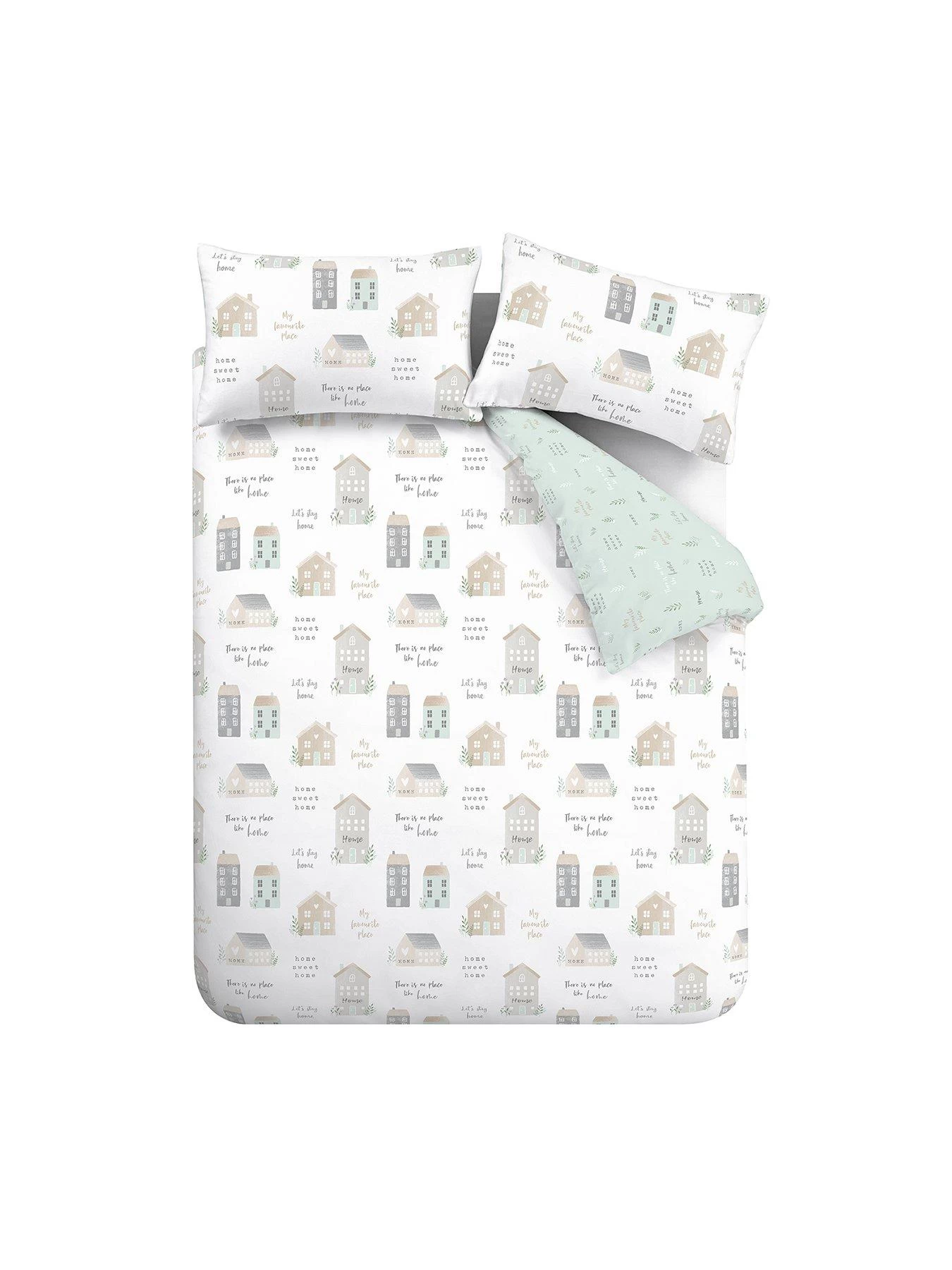 Catherine Lansfield Home Sweet Home Duvet Cover Set - Seafoam 4 Catherine Lansfield Home Sweet Home Duvet Cover Set - Seafoam - Image 2