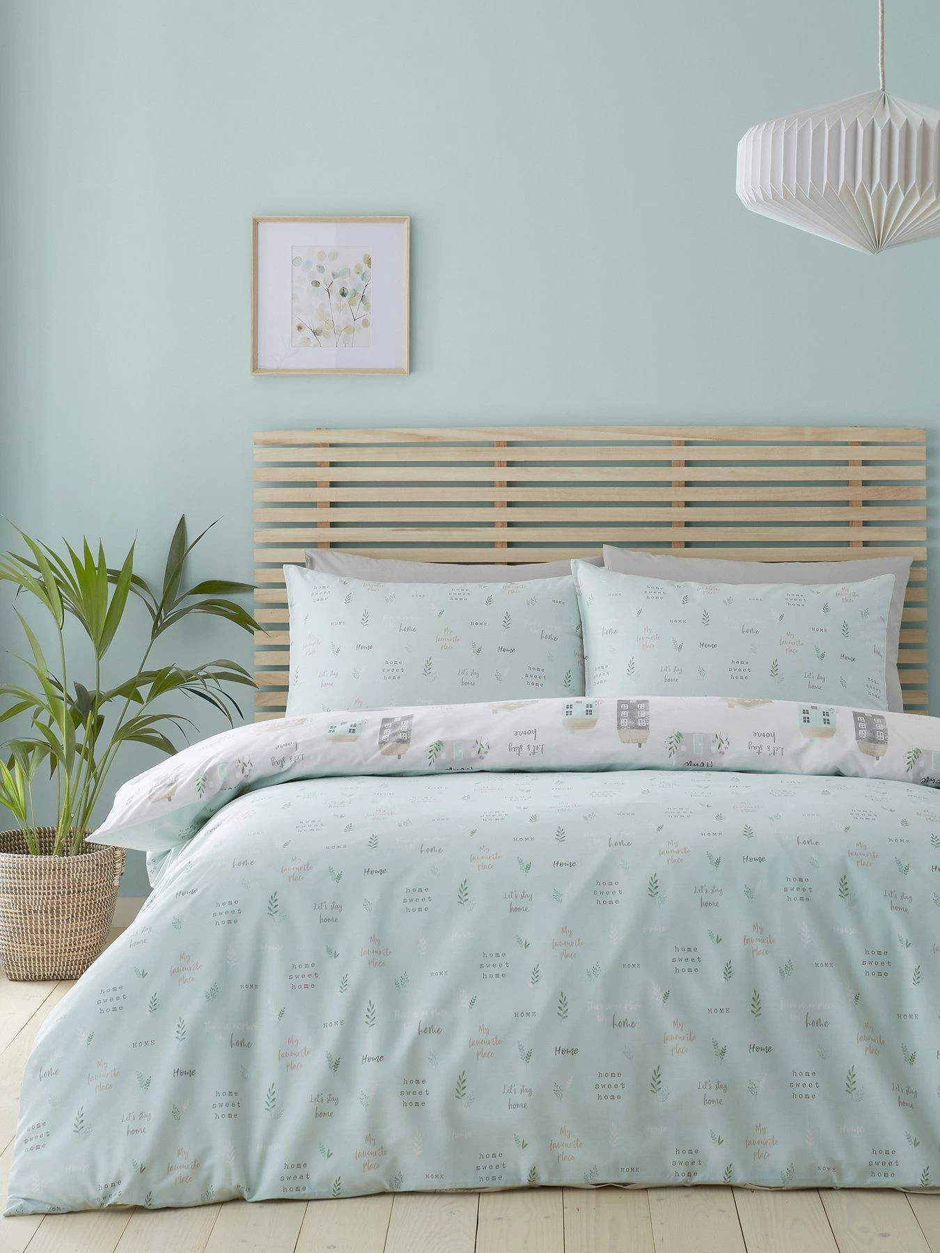 Catherine Lansfield Home Sweet Home Duvet Cover Set - Seafoam 5 Catherine Lansfield Home Sweet Home Duvet Cover Set - Seafoam - Image 3