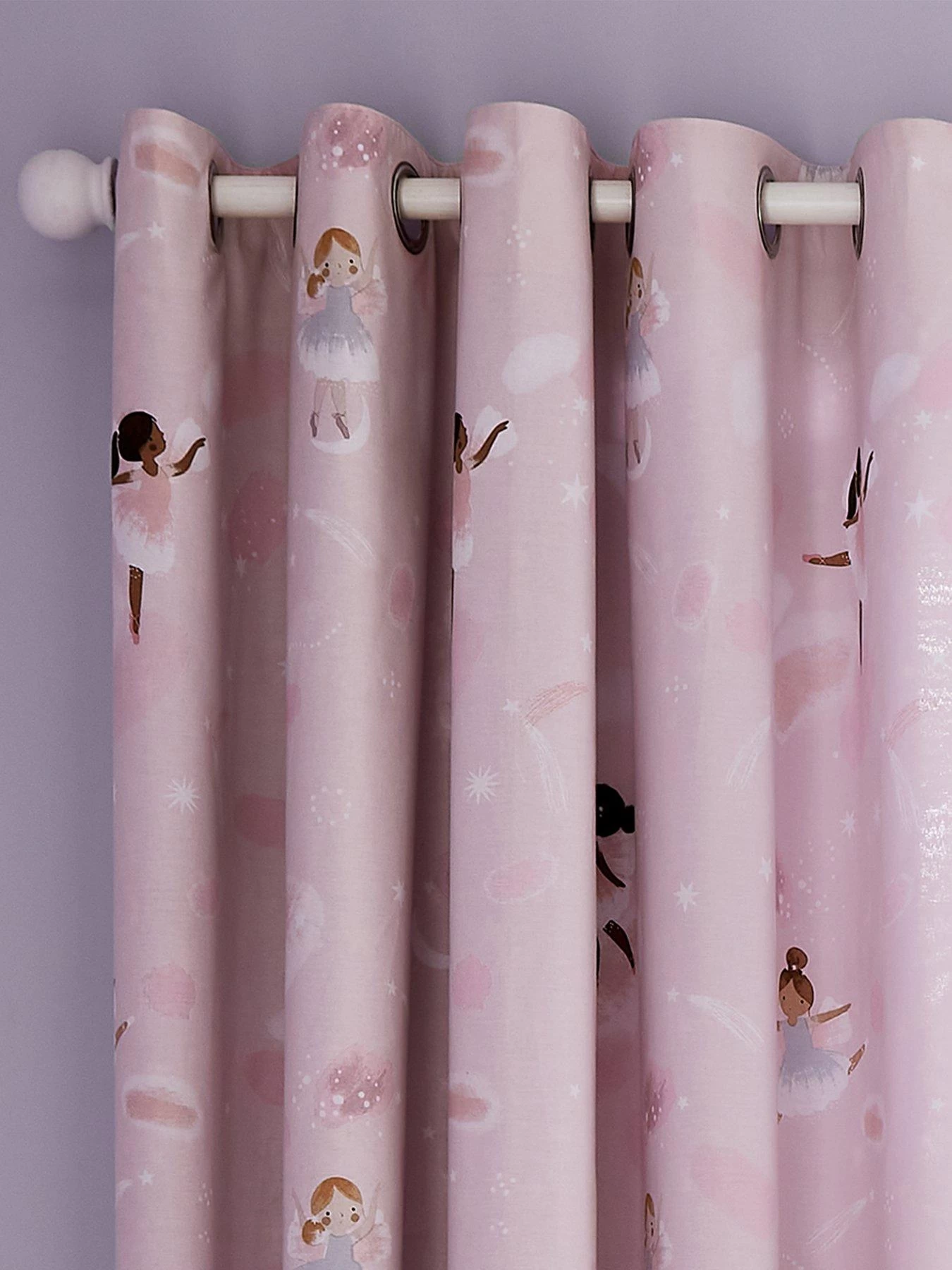 Catherine Lansfield Dancing Fairies 66x72 Inch Reversible Curtains Pink 5 Catherine Lansfield Dancing Fairies 66x72 Inch Reversible Curtains Pink - Image 3