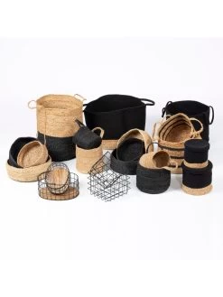 Esselle Aldwych Metal Wood Base With Handles Set Of 2 -Home Comprehensive VNGF9 SQ3 0000000004 BLACK SLd1