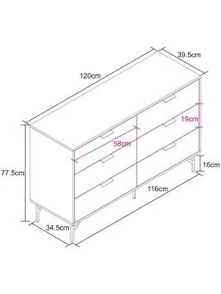 Lloyd Pascal Chevron 6 Drawer Chest With Metal Legs -Home Comprehensive VNOFY SQ7 0000000143 BROWN DGy