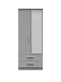 SWIFT Logan Ready Assembled 2 Door 2 Drawer Mirrored Wardrobe