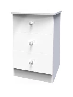 SWIFT Lumiere Ready Assembled 3 Drawer Bedside Cabinet With Led Lights 8 SWIFT Lumiere Ready Assembled 3 Drawer Bedside Cabinet With Led Lights -Home Comprehensive VNOID SQ3 0000000559 WHITE GLOSS SLa