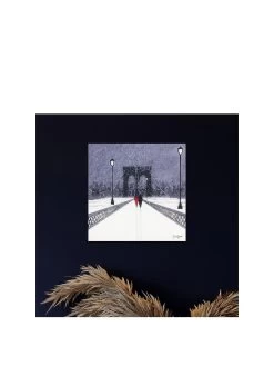 The Art Group Nighttime Stroll Across Brooklyn Bridge Canvas