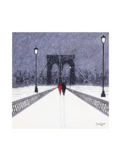 The Art Group Nighttime Stroll Across Brooklyn Bridge Canvas -Home Comprehensive VNTM7 SQ3 0000000029 MULTI SLd