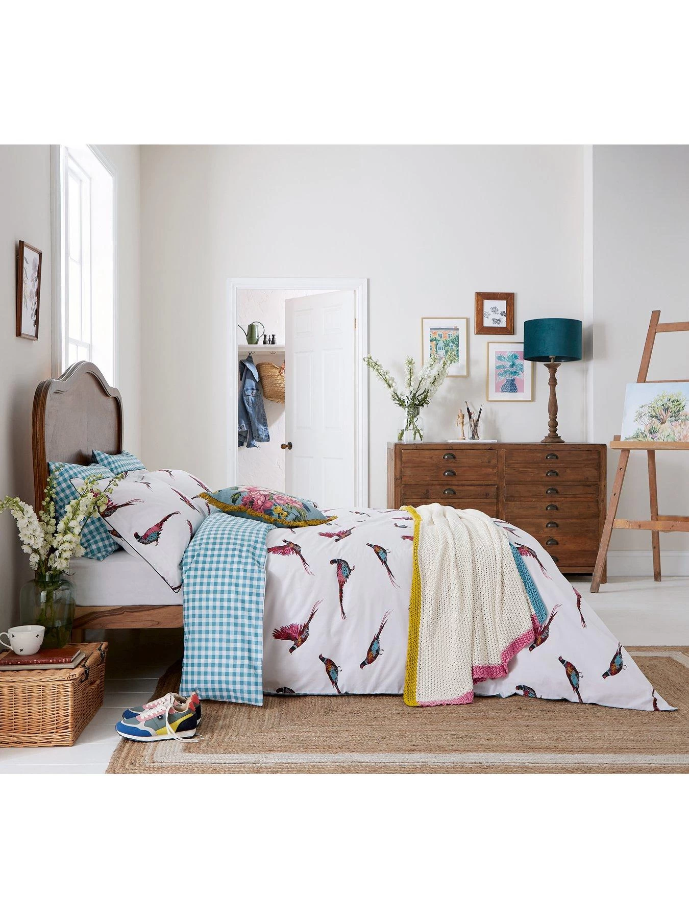 Joules Patterdale Pheasants 100% Cotton Percale Duvet Cover Set 3 Joules Patterdale Pheasants 100% Cotton Percale Duvet Cover Set