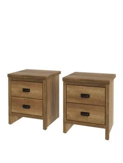GFW Set Of 2 Boston Bedside Chests - Oak -Home Comprehensive VNZXO SQ3 0000000006 OAK SLa