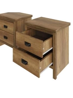 GFW Set Of 2 Boston Bedside Chests - Oak -Home Comprehensive VNZXO SQ4 0000000006 OAK SLd