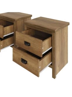 GFW Set Of 2 Boston Bedside Chests - Oak -Home Comprehensive VNZXO SQ5 0000000006 OAK SLd1