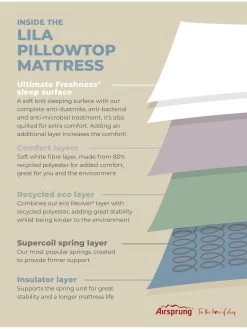 Airsprung Lila Pillowtop Mattress -Home Comprehensive VO89M SQ7 0000000013 WHITE DGy