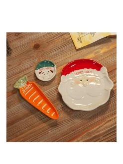 Very Home Set Of 3 Christmas Eve Dishes For Santa, Rudolph And Elves