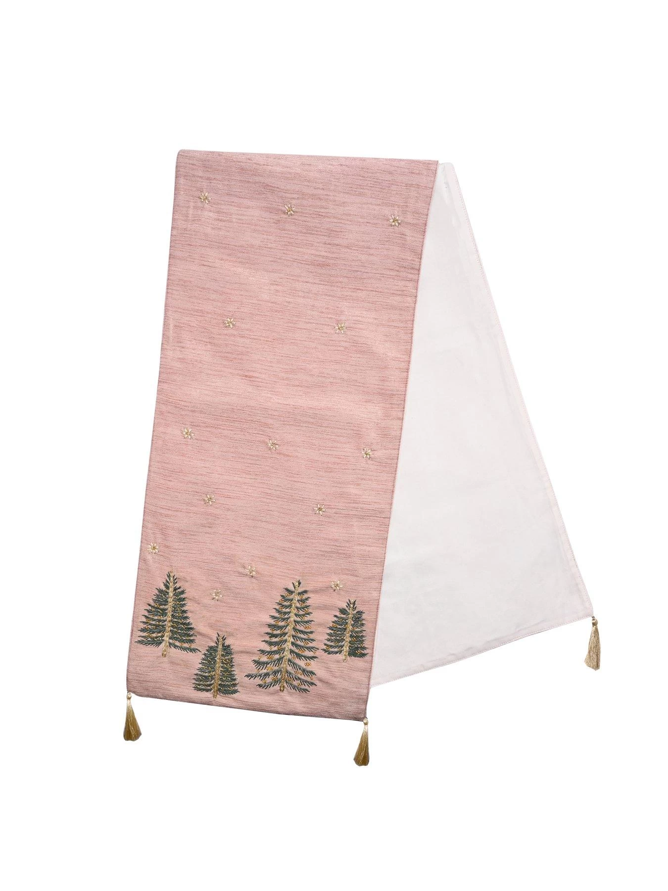 Very Home Hand Embroidered Christmas Table Runner - Pink 4 Very Home Hand Embroidered Christmas Table Runner - Pink - Image 2