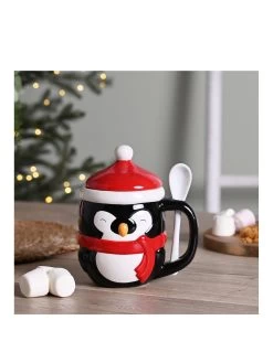 Very Home Lidded Penguin Mug With Spoon