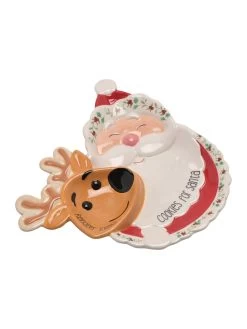 Very Home Ceramic Santa And Reindeer Christmas Eve Treat Plate -Home Comprehensive VOLEY SQ2 0000000029 MULTI SLd