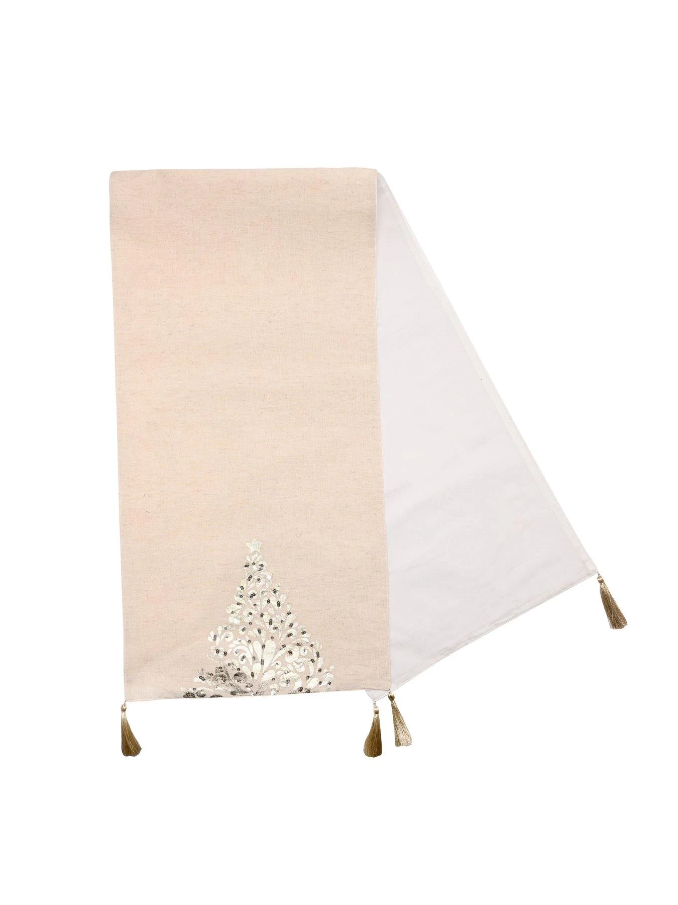 Very Home Christmas Table Runner With Embroidered Tree - Natural/Gold 4 Very Home Christmas Table Runner With Embroidered Tree - Natural/Gold - Image 2