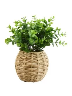 Very Home Faux Herbs In Rattan Planter