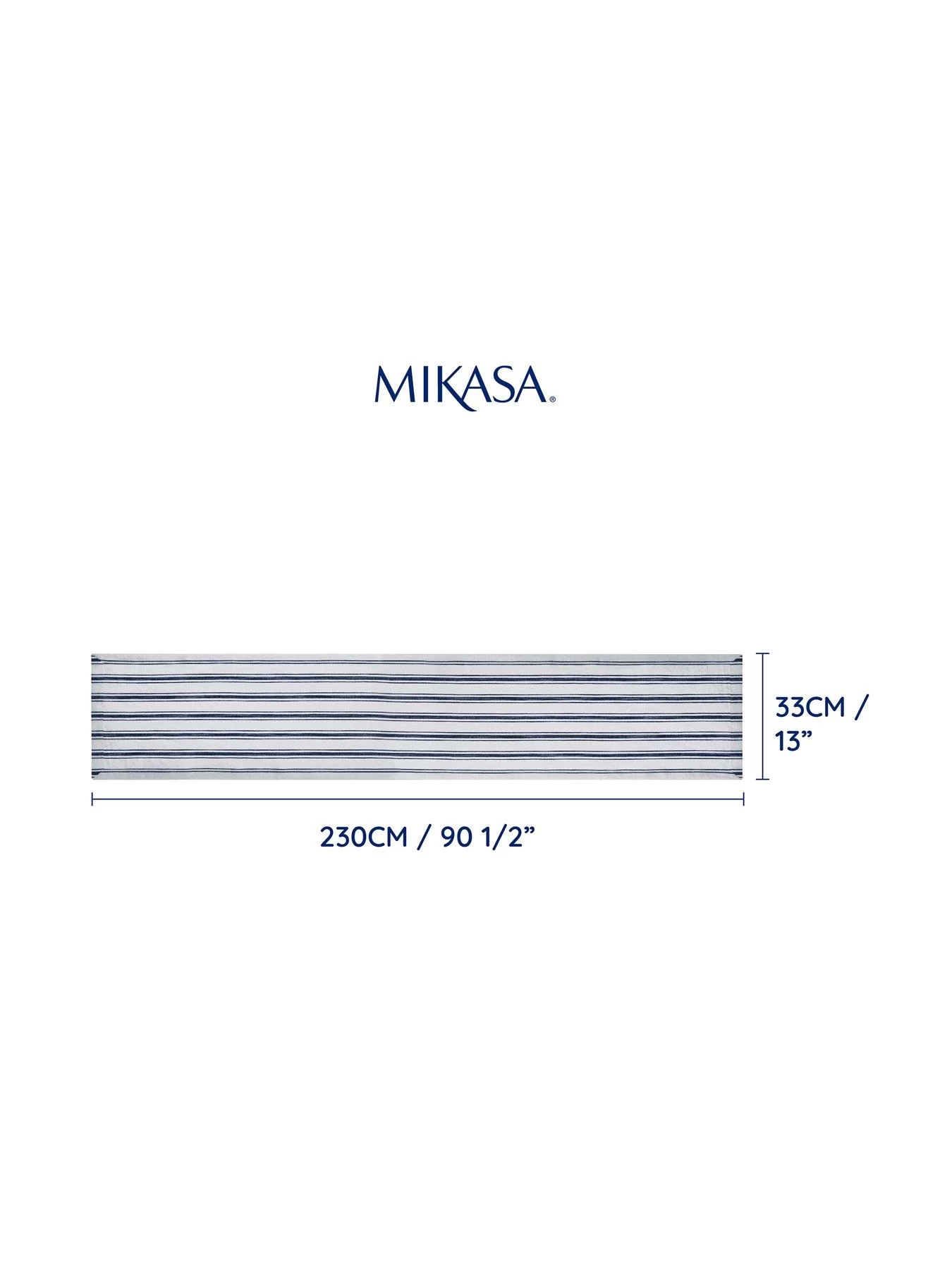 Mikasa Mk Cotton Linen Table Runner Navy Stripe 8 Mikasa Mk Cotton Linen Table Runner Navy Stripe - Image 6