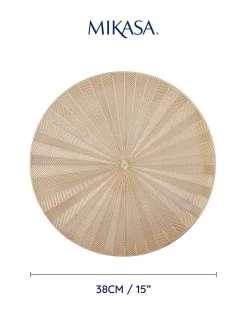 Mikasa Mk Round Placemat Set Of 4 Gold Pu -Home Comprehensive VQ7FQ SQ4 0000000088 NO COLOR SLd2