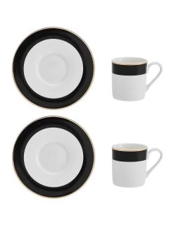 Mikasa Mk Luxe Deco Band Espresso Set 2pc