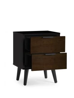 Julian Bowen Alba 2 Drawer Bedside -Home Comprehensive VRRP9 SQ4 0000000437 WALNUT BLACK SLd